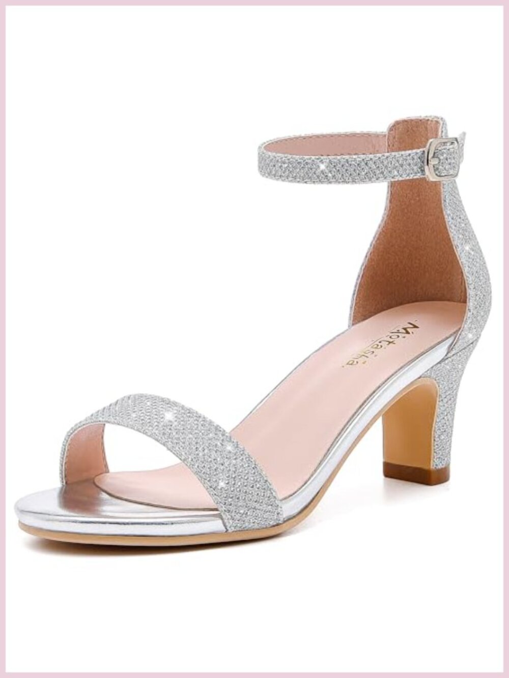 Girls Heel Sandals Open Toe Ankle Strap Block Heel Dress Shoes
